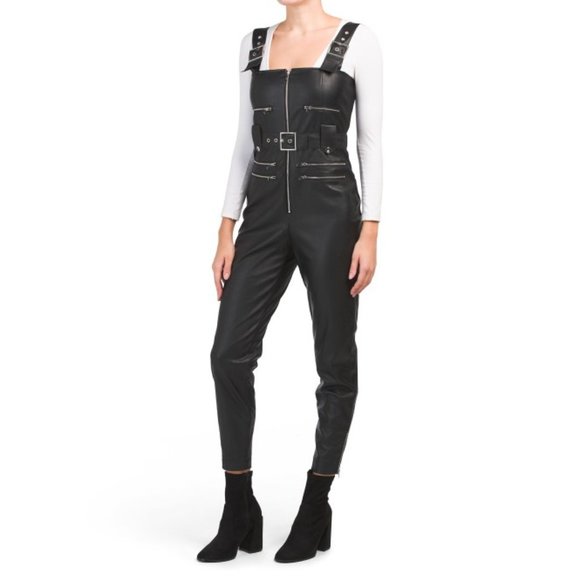 WeWoreWhat Moto Vegan Leather Jumpsuit Sizes XS NWT - Picture 3 of 15